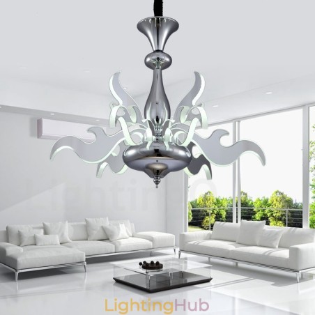 Dimmable Modern Contemporary 9 Light Steel Chandelier with Acrylic Shade Dimmable Modern Contemporary 9 Light Steel Chandelier with Acrylic Shade