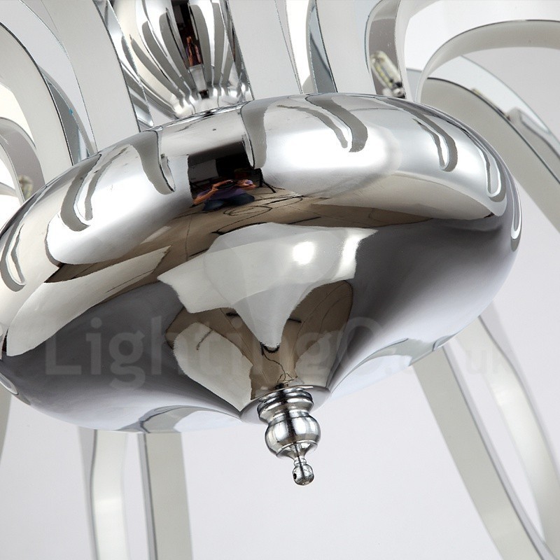 Dimmable Modern Contemporary 12 Light Steel Chandelier with Acrylic Shade