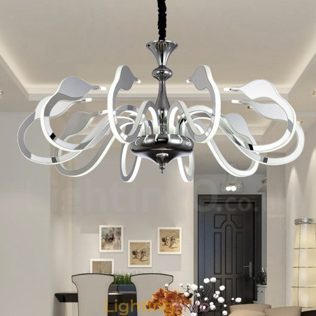 Dimmable Modern Contemporary 10 Light Steel Chandelier with Acrylic Shade Dimmable Modern Contemporary 10 Light Steel Chandelier with Acrylic Shade
