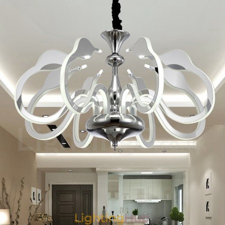 Dimmable Modern Contemporary 8 Light Steel Chandelier with Acrylic Shade Dimmable Modern Contemporary 8 Light Steel Chandelier with Acrylic Shade