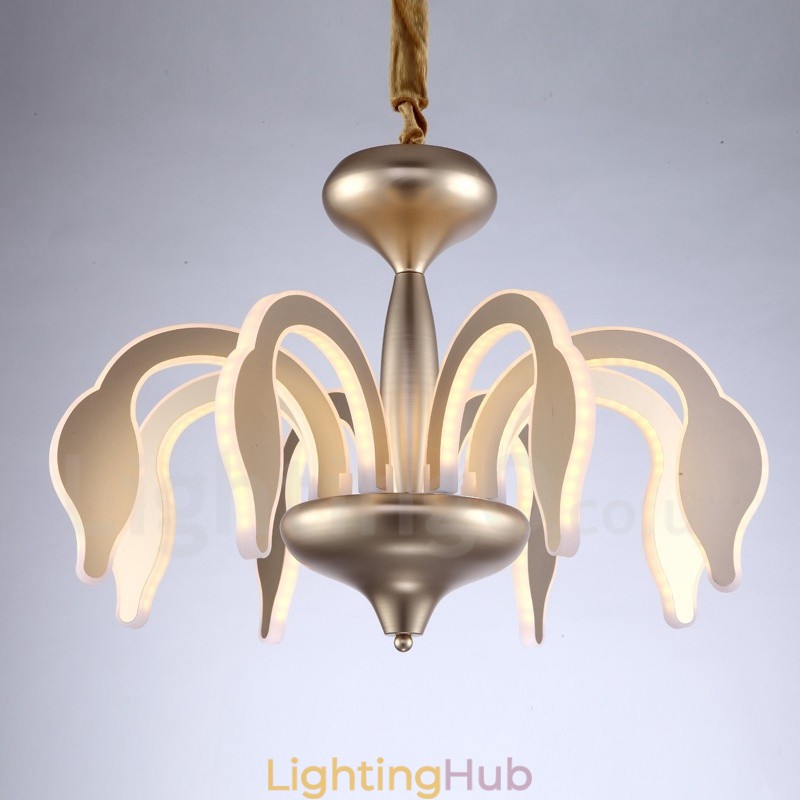 Dimmable Modern Contemporary 8 Light Steel Chandelier with Acrylic Shade