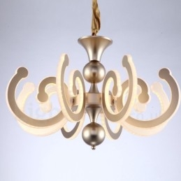 Dimmable Modern Contemporary 6 Light Steel Chandelier with Acrylic Shade