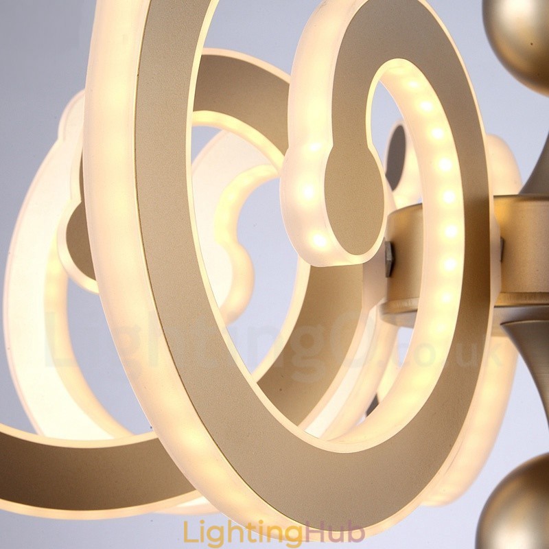 Dimmable Modern Contemporary 6 Light Steel Chandelier with Acrylic Shade