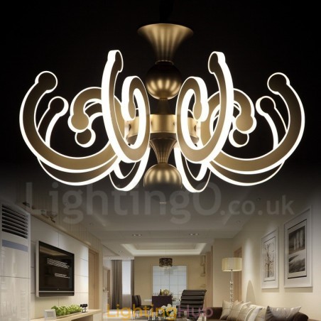 Dimmable Modern Contemporary 8 Light Steel Chandelier with Acrylic Shade Dimmable Modern Contemporary 8 Light Steel Chandelier with Acrylic Shade