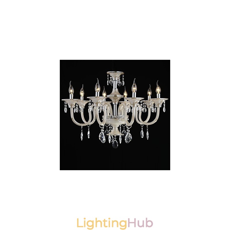 8 Light The style of palace Glass Chandelier With Candle Bulb