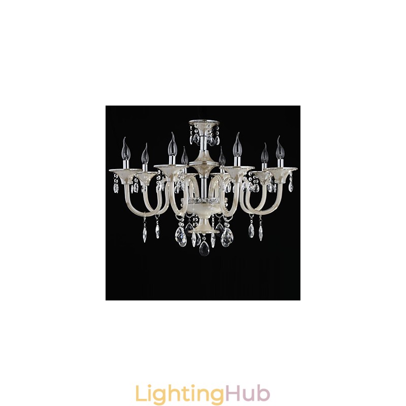 8 Light The style of palace Glass Chandelier With Candle Bulb