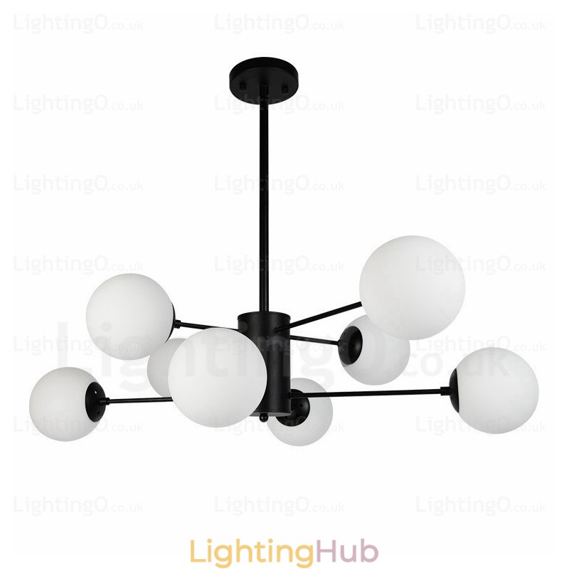 8 Light Modern Contemporary Chandelier with Glass Shade