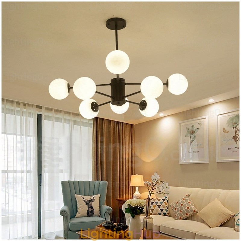 8 Light Modern Contemporary Chandelier with Glass Shade