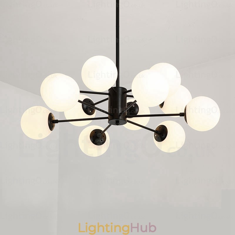 12 Light Nordic Chandelier with Glass Shade