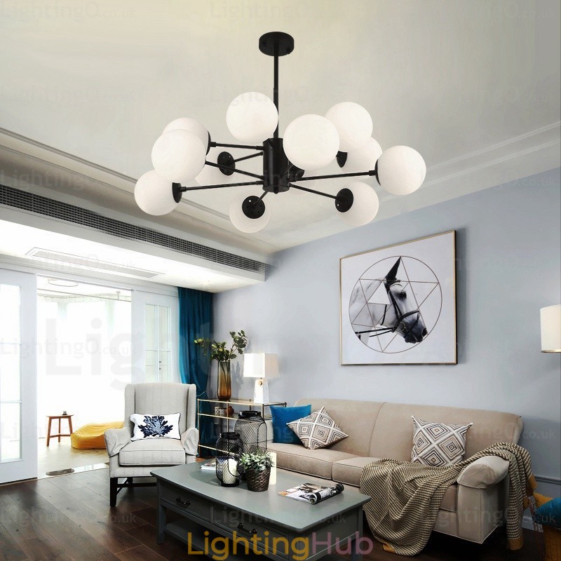 12 Light Nordic Chandelier with Glass Shade