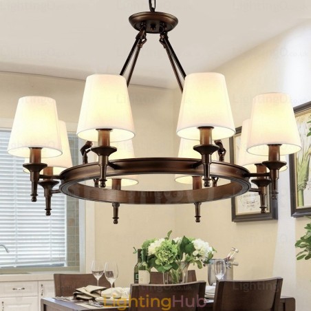 8 Light Nordic Country Rustic Pendant Light with Fabric Shade 8 Light Nordic Country Rustic Pendant Light with Fabric Shade