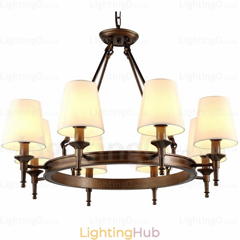 8 Light Nordic Country Rustic Pendant Light with Fabric Shade