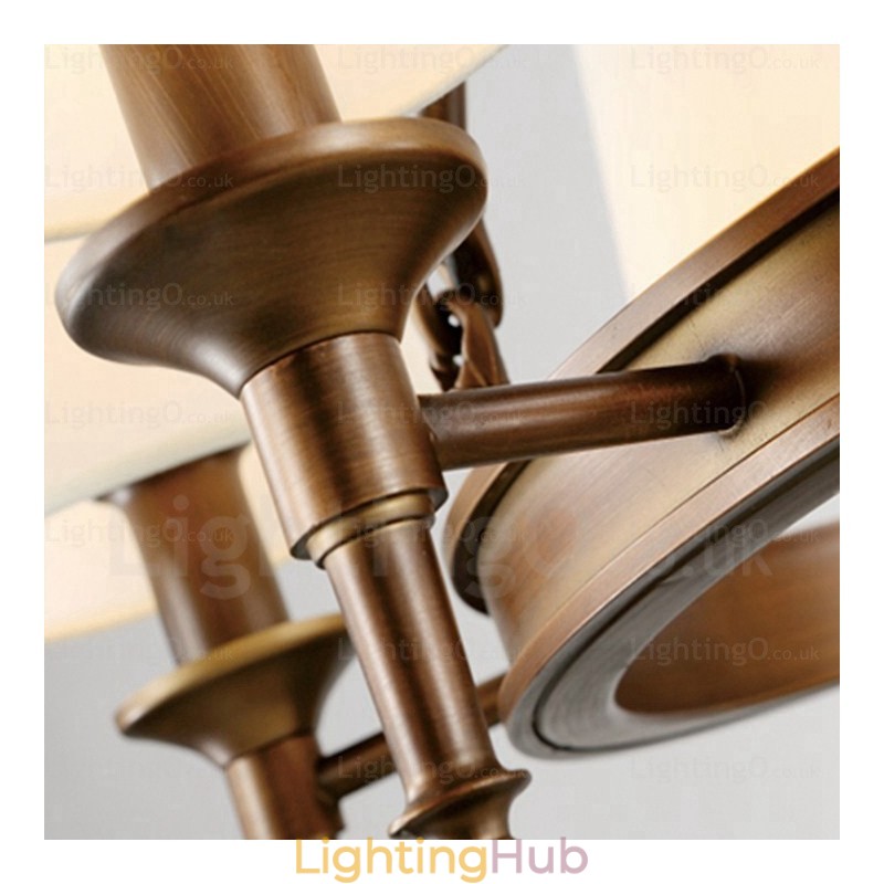 8 Light Nordic Country Rustic Pendant Light with Fabric Shade
