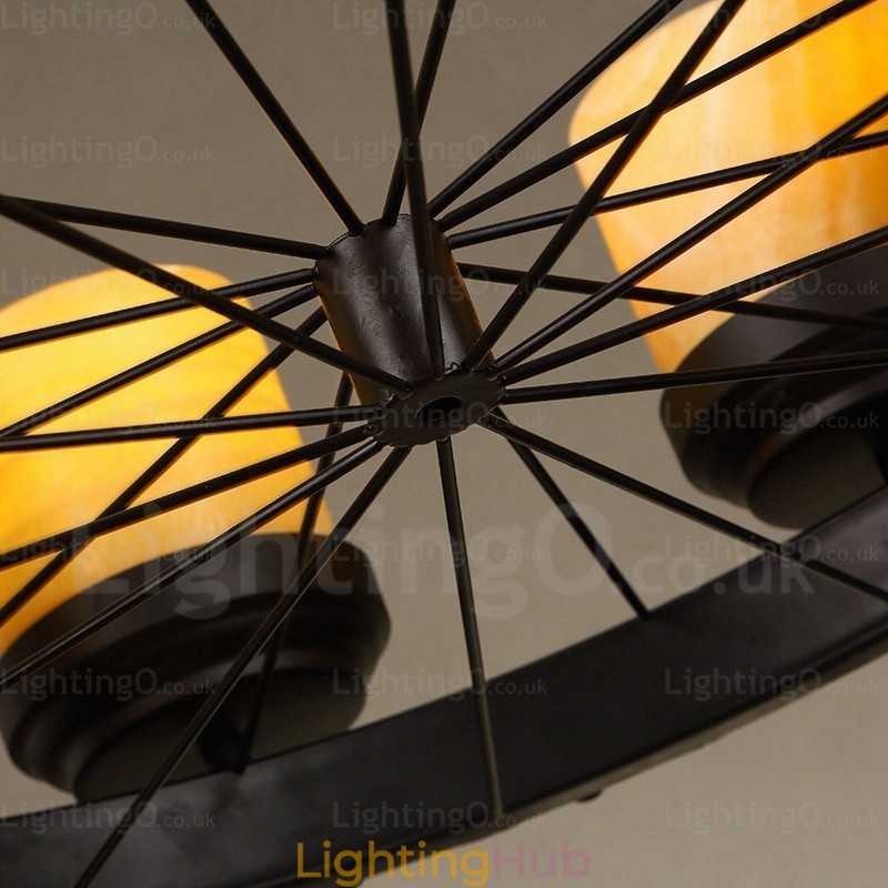 8 Light Country Rustic Vintage Retro Pendant Light with Glass Shade