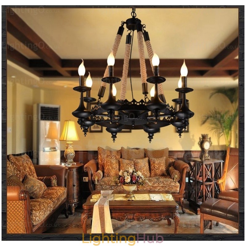 8 Light Country Rustic Pendant Light