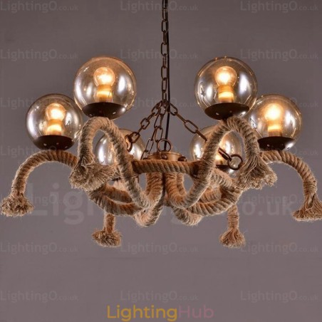 6 Light Vintage Retro Pendant Light with Glass Shade 6 Light Vintage Retro Pendant Light with Glass Shade