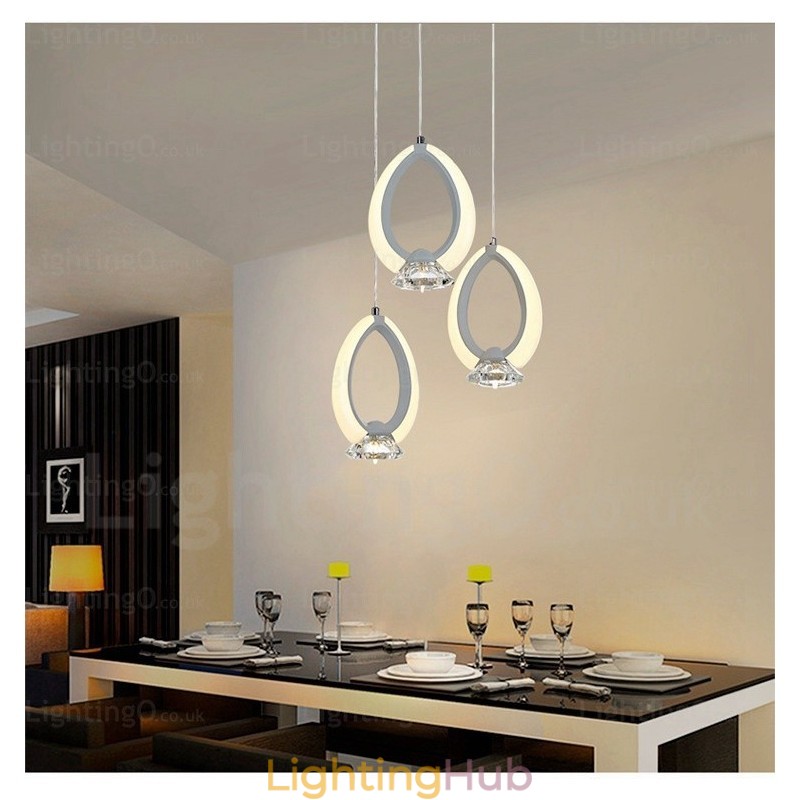 1 Light Modern Contemporary Pendant Light with Crystal Shade
