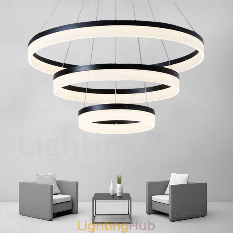 Wi Fi Smart Dimmable 3 Rings Modern Contemporary Pendant Light with Acrylic Shade