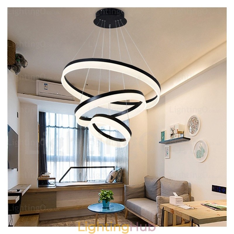 Wi Fi Smart Dimmable 3 Rings Modern Contemporary Pendant Light with Acrylic Shade