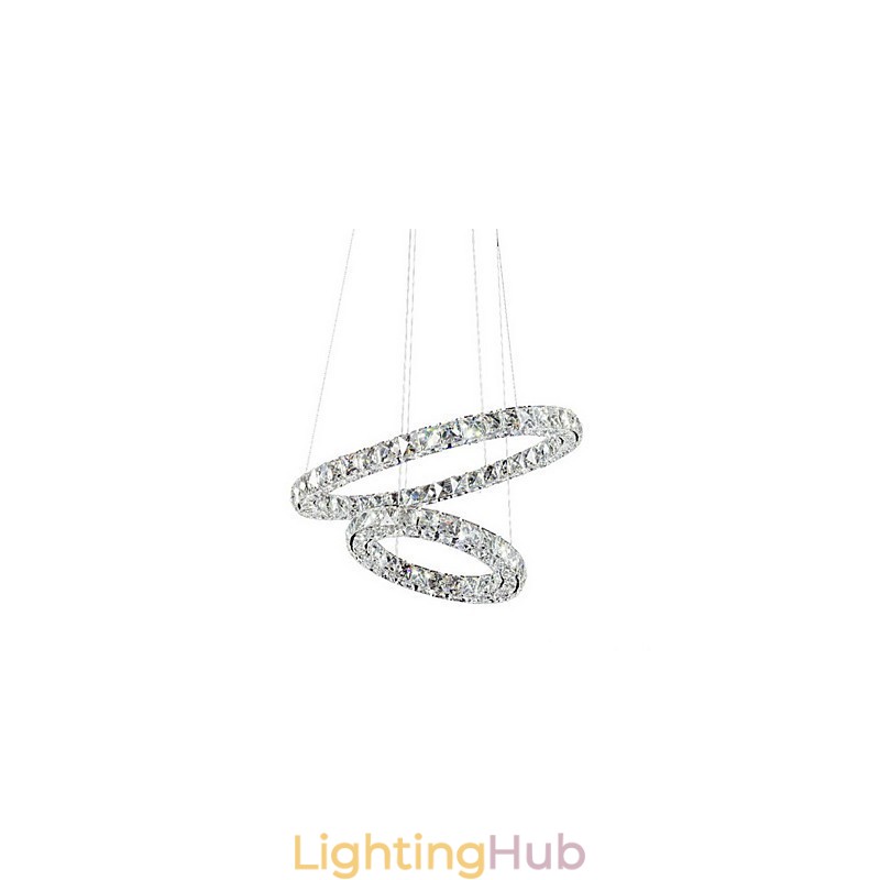 Crystal Pendant Light Lighting Modern 2 Rings Three Sides K9 Crystal Indoor Ceiling Lights Lamp Fixtures