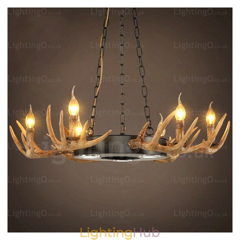 9 Light Vintage Retro Rustic Antler Chandelier Pendant Light