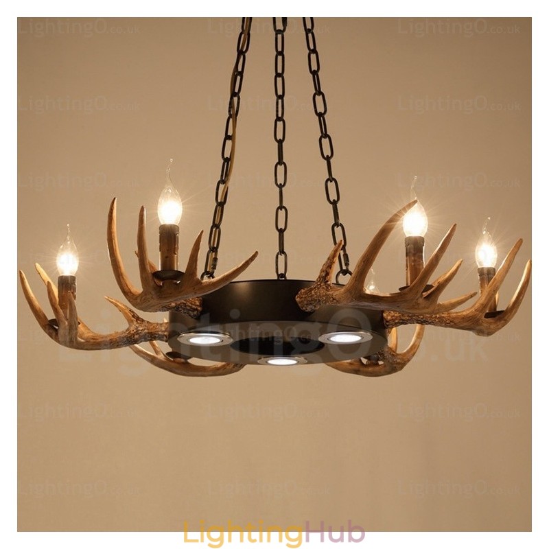 9 Light Vintage Retro Rustic Antler Chandelier Pendant Light