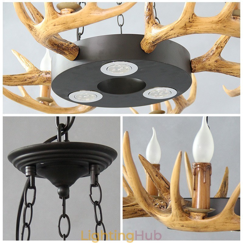 9 Light Vintage Retro Rustic Antler Chandelier Pendant Light