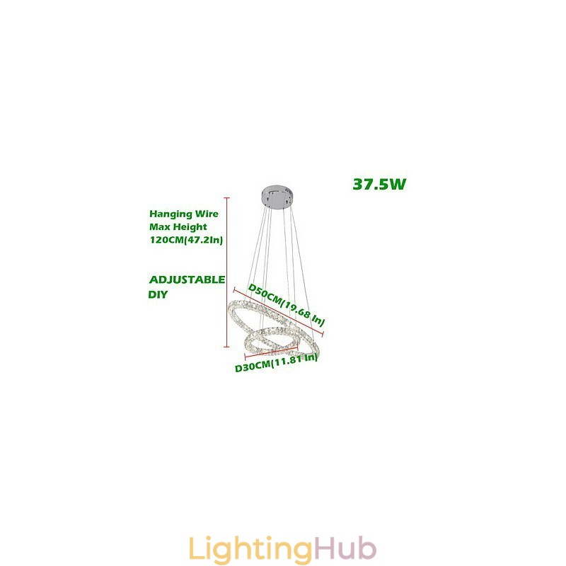 Crystal Pendant Light Lighting Modern 2 Rings Three Sides K9 Crystal Indoor Ceiling Lights Lamp Fixtures