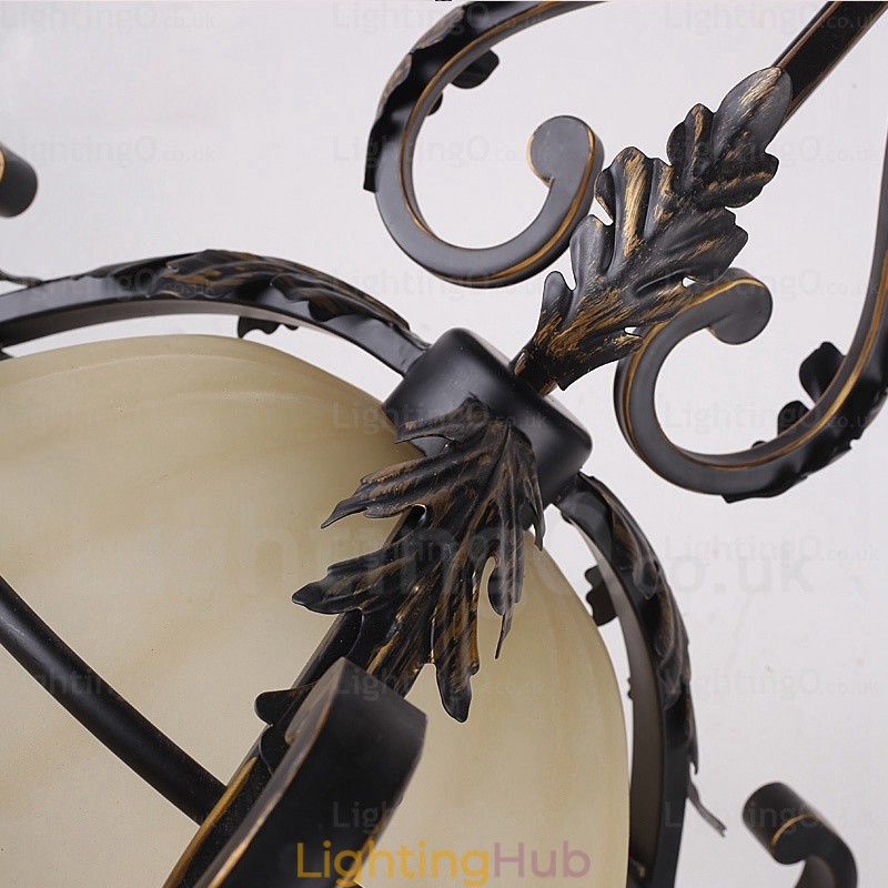 1 Light Country Rustic Pendant Light with Glass Shade