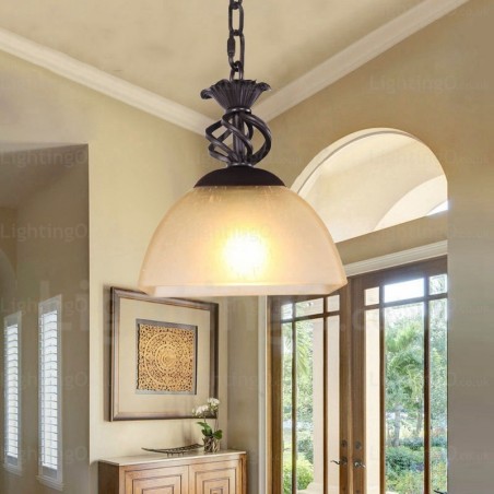 1 Light Country Rustic Pendant Light with Glass Shade 1 Light Country Rustic Pendant Light with Glass Shade