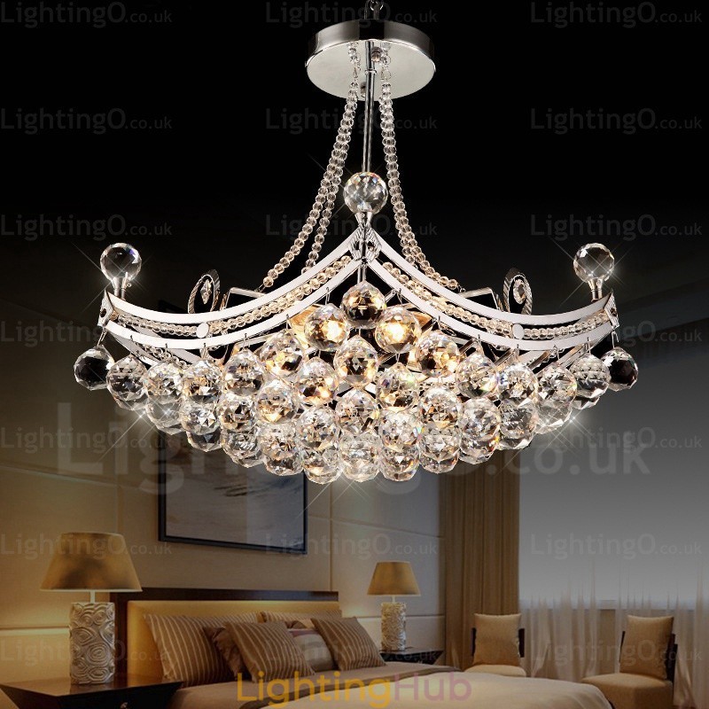 5 Light Modern Contemporary Pendant Light with Crystal Shade
