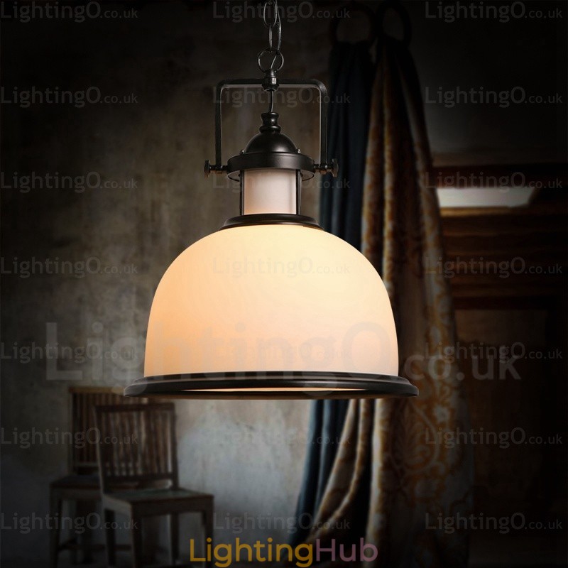 1 Light Country Rustic Pendant Light with Glass Shade