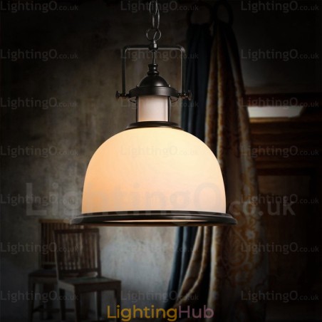 1 Light Country Rustic Pendant Light with Glass Shade