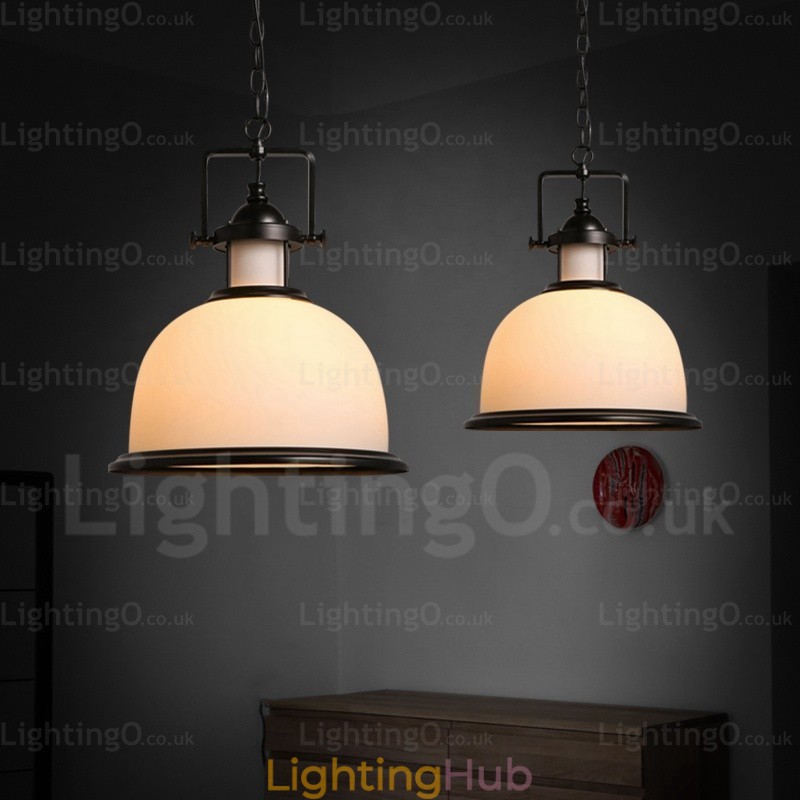 1 Light Country Rustic Pendant Light with Glass Shade