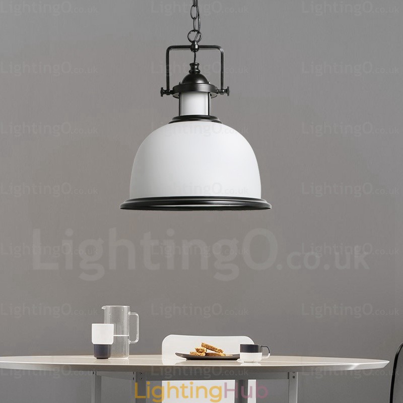 1 Light Country Rustic Pendant Light with Glass Shade