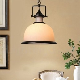 1 Light Country Rustic Pendant Light with Glass Shade