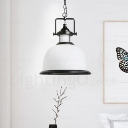1 Light Country Rustic Pendant Light with Glass Shade