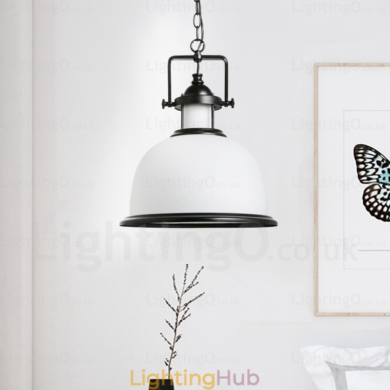 1 Light Country Rustic Pendant Light with Glass Shade