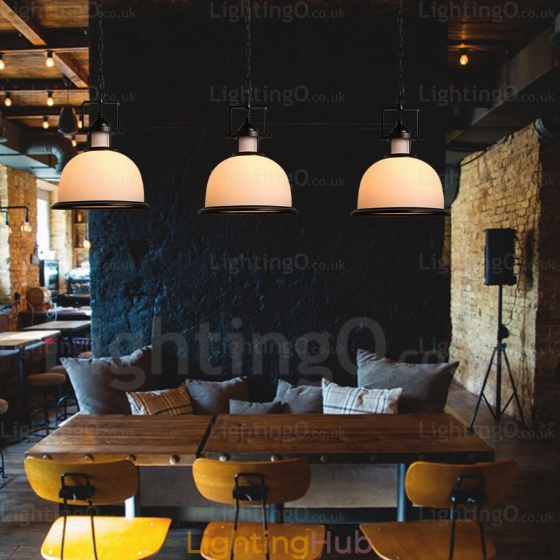 1 Light Country Rustic Pendant Light with Glass Shade