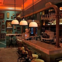 1 Light Country Rustic Pendant Light with Glass Shade