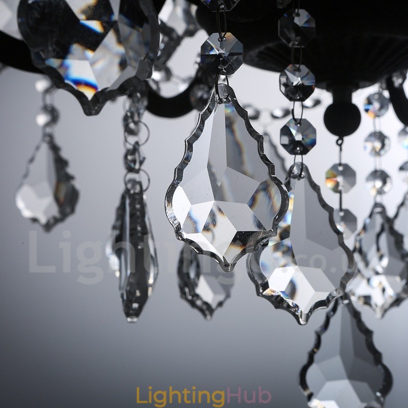 6 Light Diameter 60CM Vintage Crystal Painting Metal Chandelier Rusty Iron Colour Pendant Light