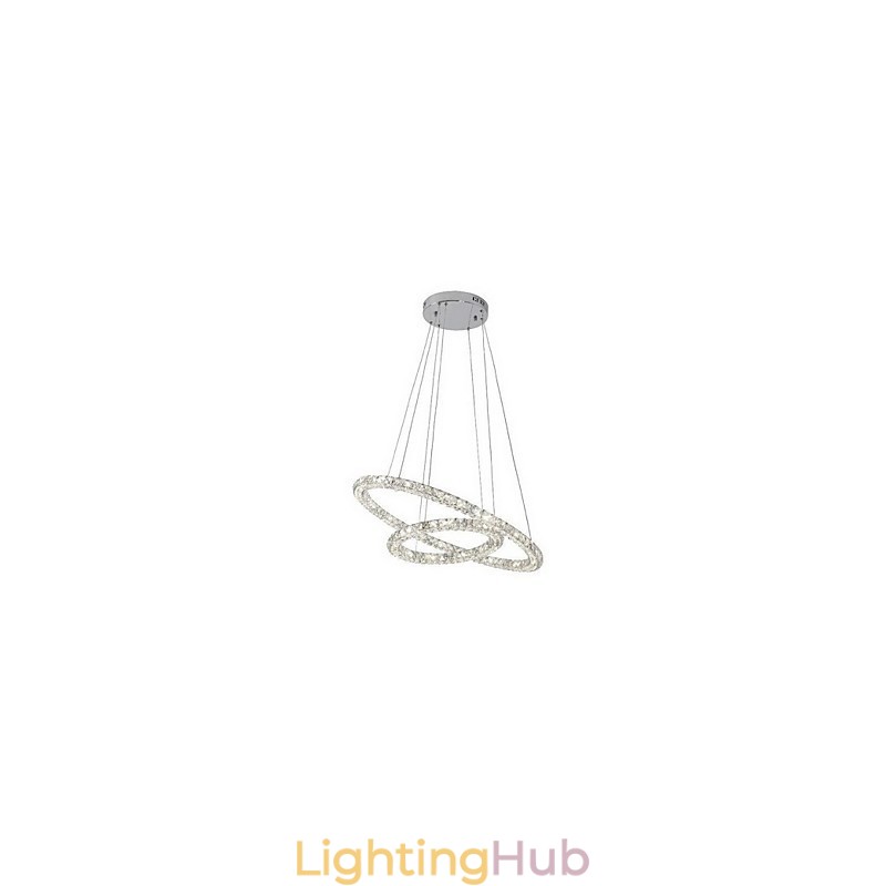 Crystal Pendant Light Lighting Modern 2 Rings Three Sides K9 Crystal Indoor Ceiling Lights Lamp Fixtures