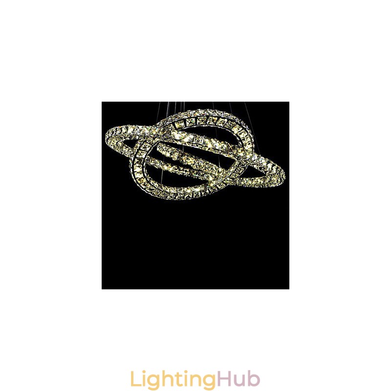 Crystal Pendant Light Lighting Modern 2 Rings Three Sides K9 Crystal Indoor Ceiling Lights Lamp Fixtures