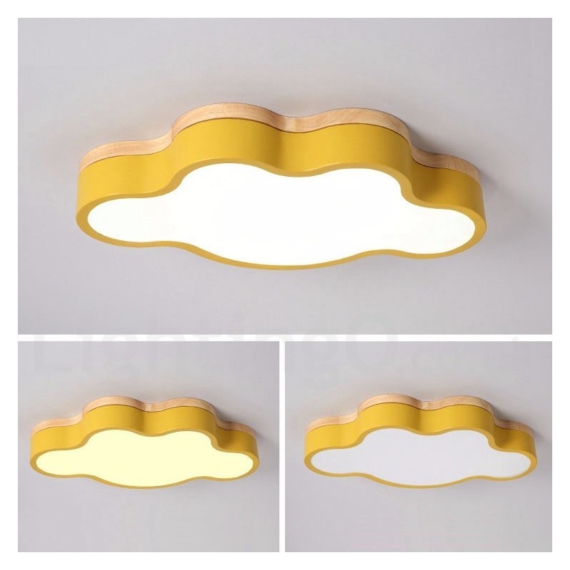 Macaron Multicolor Modern Contemporary Steel Flush Wood Light Ceiling Light