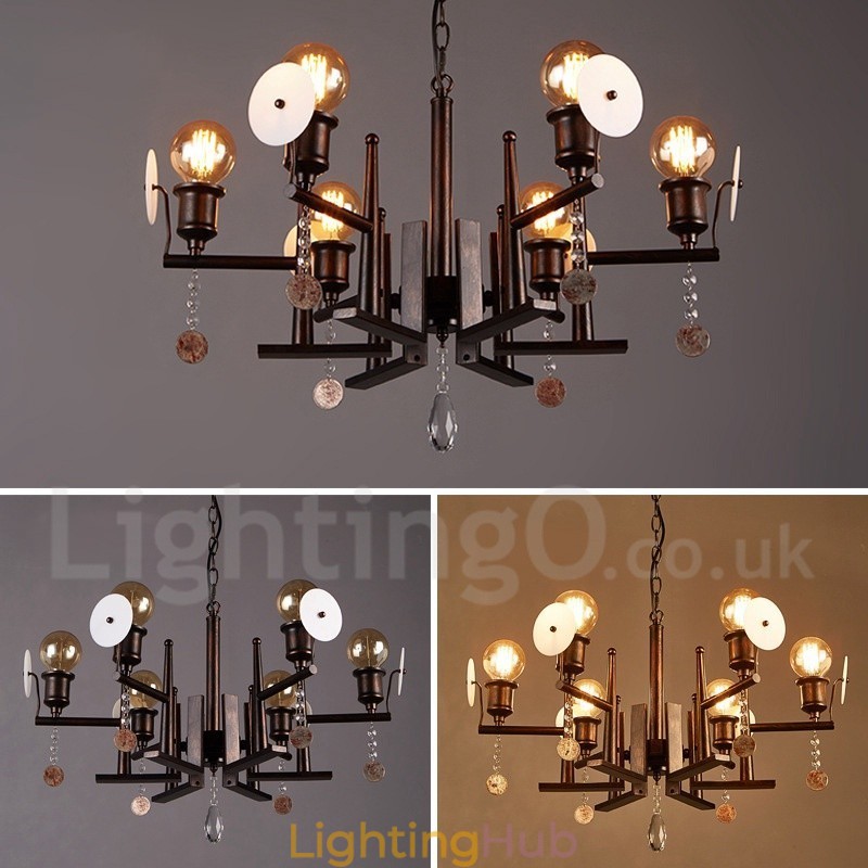 Industrial Style Steel Acrylic Crystal Lighting Store Pendant Chandelier Light
