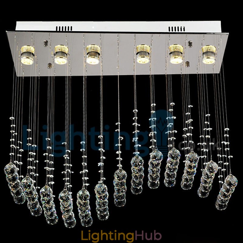 Modern Contemporary Chandelier Flush mount Pendant Fixture Crystal Rain Drop Light