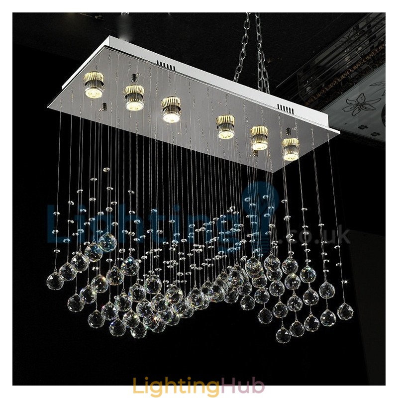 Modern Contemporary Chandelier Flush mount Pendant Fixture Crystal Rain Drop Light