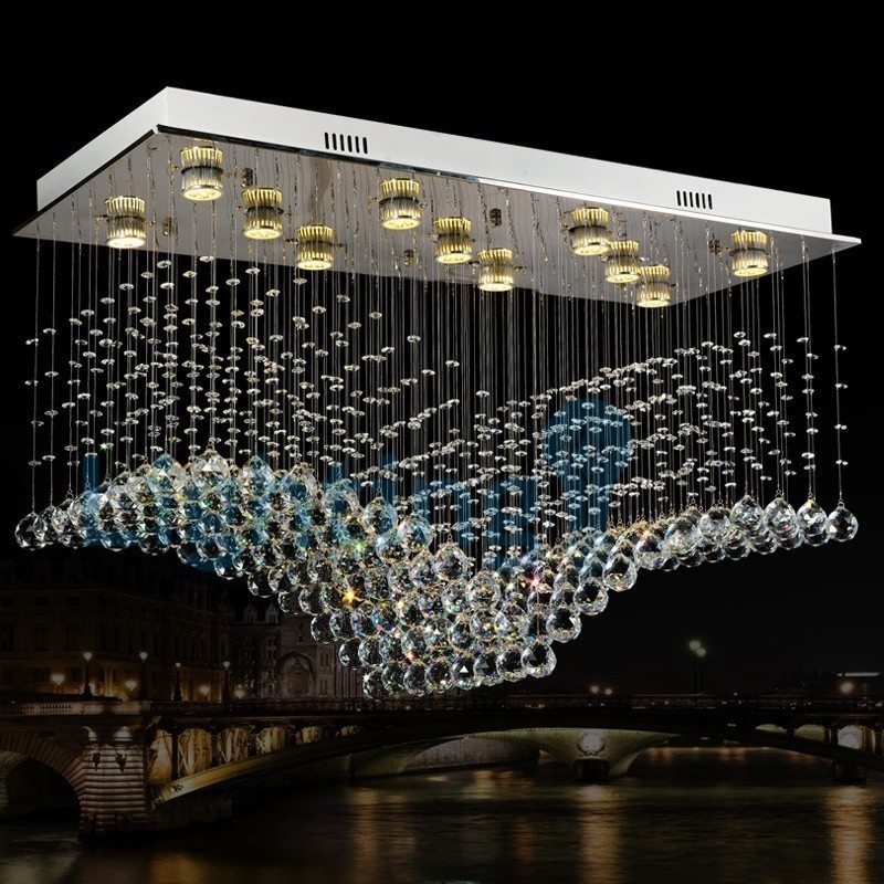 Modern Contemporary Chandelier Flush mount Pendant Fixture Crystal Rain Drop Light