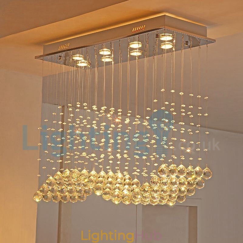 Modern Contemporary Chandelier Flush mount Pendant Fixture Crystal Rain Drop Light
