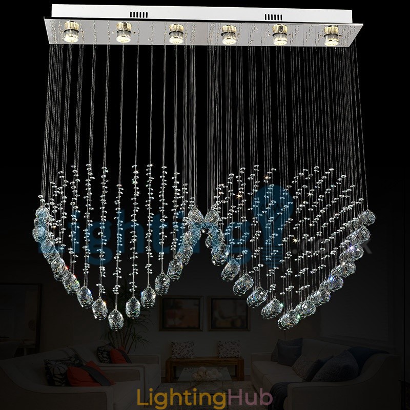 Modern Contemporary Chandelier Flush mount Pendant Fixture Crystal Rain Drop Light